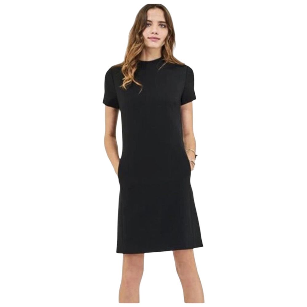 ICO Black Short Sleeve Dress With Pockets S